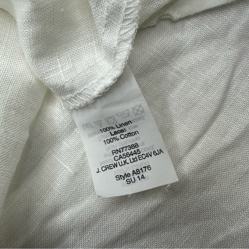 NWOT J. CREW White Linen Peasant Eyelet Women’s Preppy Blouse Top - Size Small - Picture 9 of 9